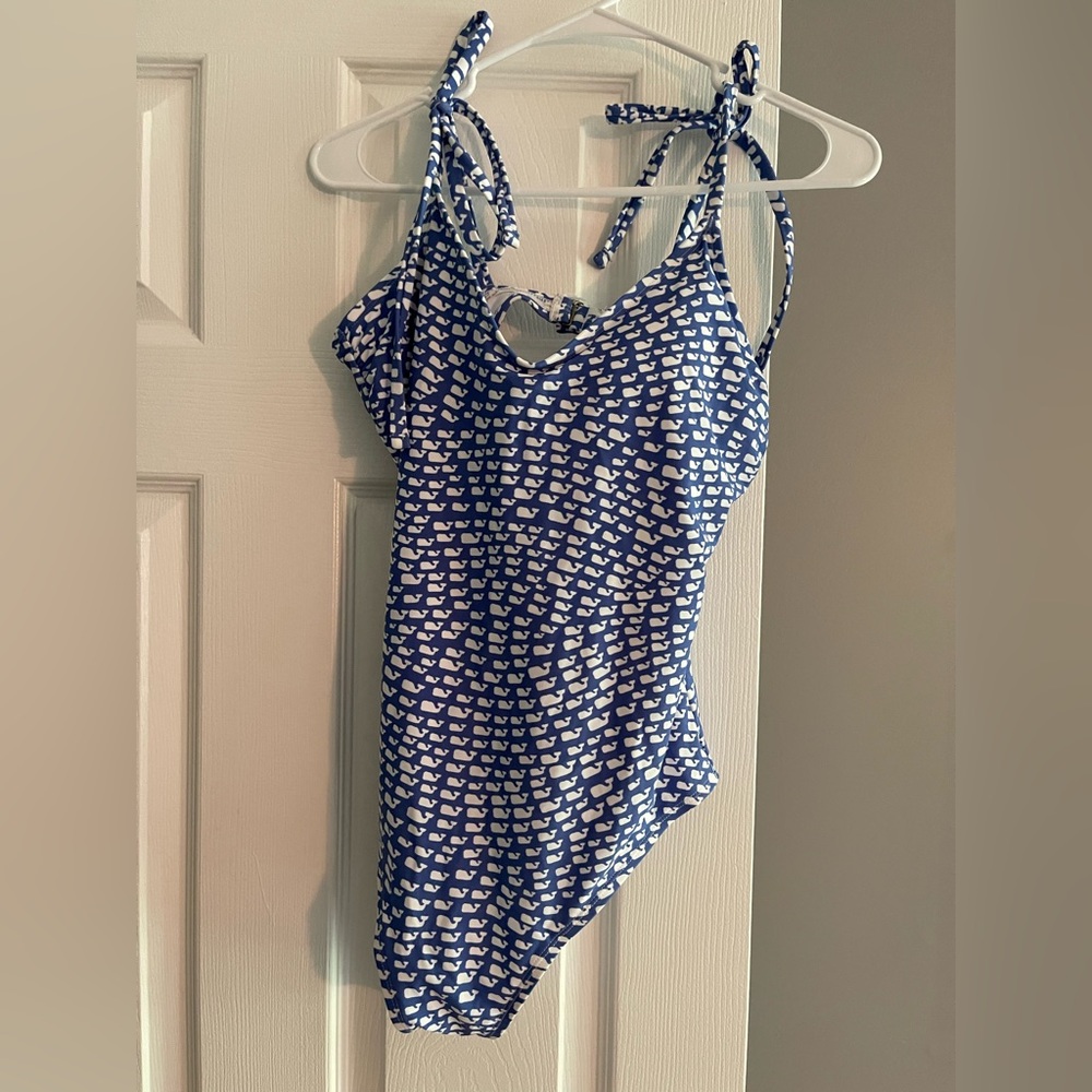 Vineyard Vines Blue and White Whale Print One Piece Swimsuit